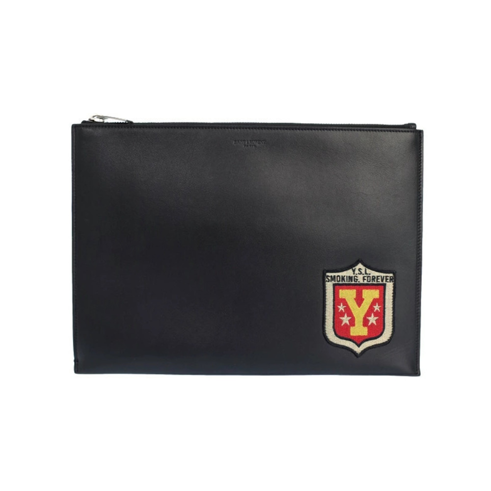 SAINT LAURENT Paris Saint Paris Smoking Forever Patch Zip Tablet Holder Clutch